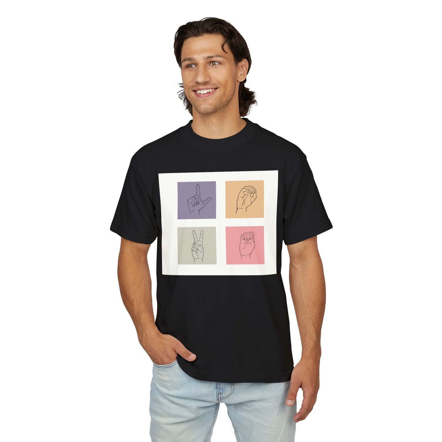 Urban Graphic Tee with Hand Gestures