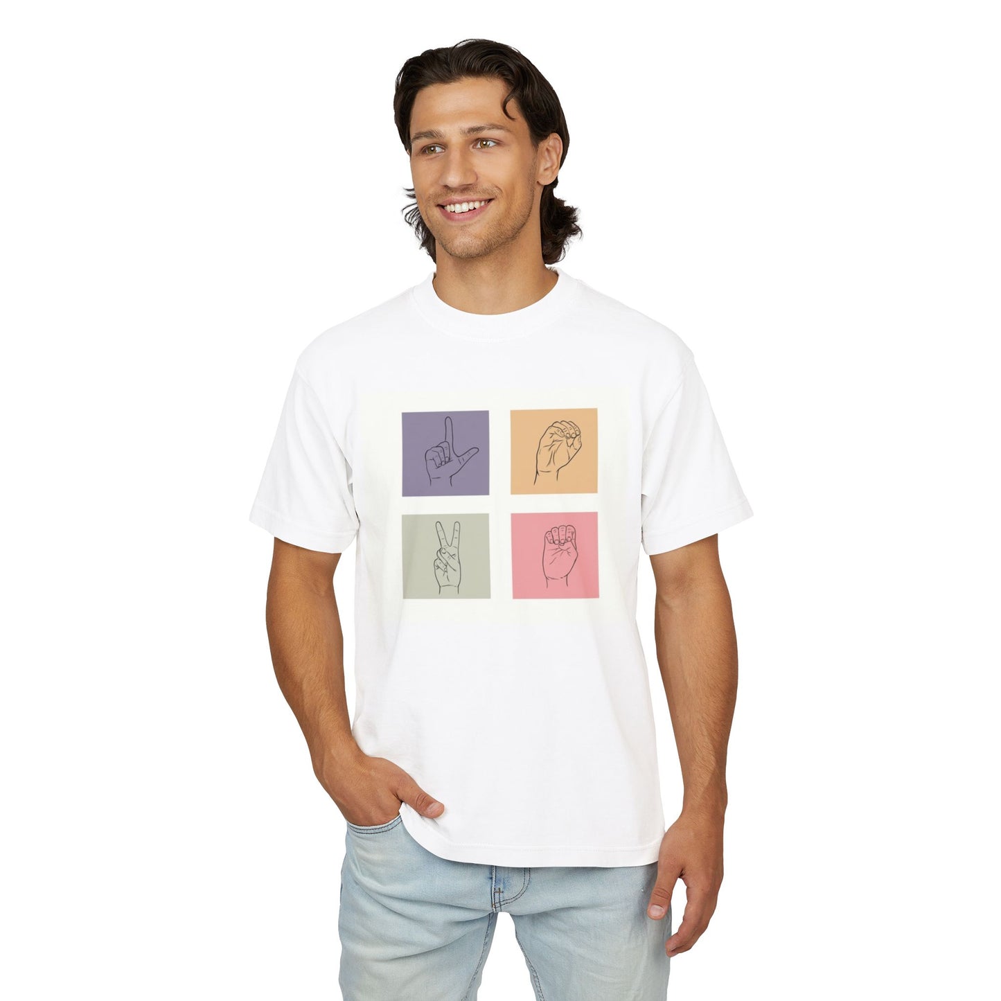Urban Graphic Tee with Hand Gestures